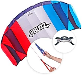 Flexifoil 2.05m Power Kite Big Buzz Sport Foil | Kids & Adult Kiting | Beach Summer Trick Kites | Outside Stunt Toy | Outdoor Games & Family Activities | Two String Lines & Handles | Easy to Fly 1.6m²