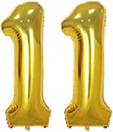 AR GIFTZADDA 11 Number Balloon Golden Colour of 16"inch,11th Birthday/Anniversary Number Balloon Decoration (11 Number Golden Foil)