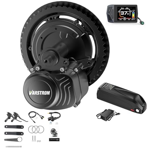 TSDZ Mittelmotor 48V 500W TSDZ2B 2024 Version, Elektrofahrrad Umbausatz mit Optionale Batterie und EKD01-Multilanguage Ebike Anzeige mit 48V13Ah Unterrohrbatterie