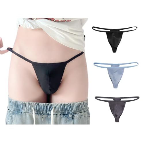 Men's Modal Thong G-String Low Rise U Pouch Lightweight Underwear 3 Pack