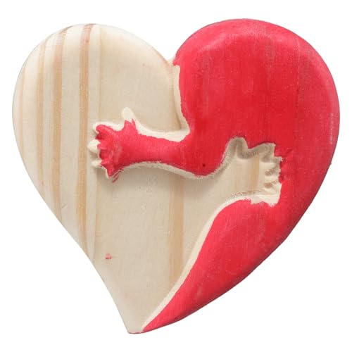 livre Geavonyg Sculpture De Cœur d'amour en Bois Ornement Artisanal Bureau Noël Saint-Valentin Sculpture pour Décoration