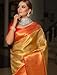 Banarasi Handwoven Brocade Tissue Saree With Red Contrast Border & Pallu (Red & Golden)