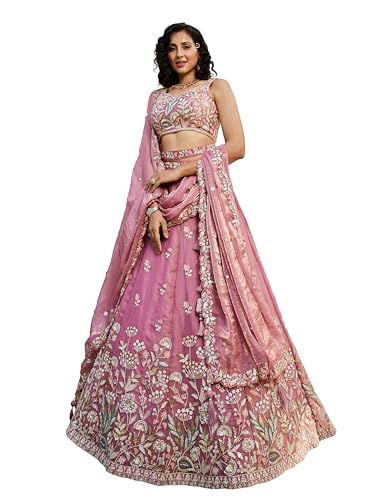 TRENDMALLS Women's Satin Embroidery With Sequence Work Lehenga Ch...
