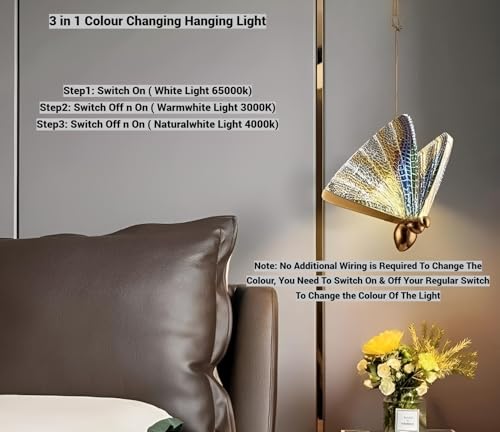 Image of FILLISKA 3 in1 Colour Changing LED Luxurious Hanging /Pendant Light (FrenchGold-PAY18)