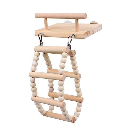 Toddmomy 1PC Parrot Swing Creative Wooden Chewing Ladder Swing for Birds Hanging Design for Cockatiels Parakeets and Parrots Fun Educational for Bird Exercise and Skill Development