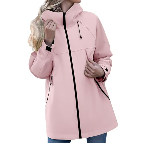 Generisch Chaqueta de otoño para mujer, chaqueta de lluvia para mujer, chaqueta de exterior, chaqueta de senderismo, chaqueta de entretiempo, chaqueta funcional, chaqueta cortavientos, chaqueta