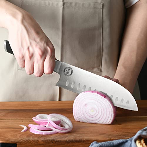 Kitory Santoku Knife 7", Metadrop Series, Forged German High Carbon Steel, Full Tang, Pakkawood Handle, Japanese Kitchen Chopping Knife For Vegetables Fruit And Cheese, Gift Box Included #TOP3