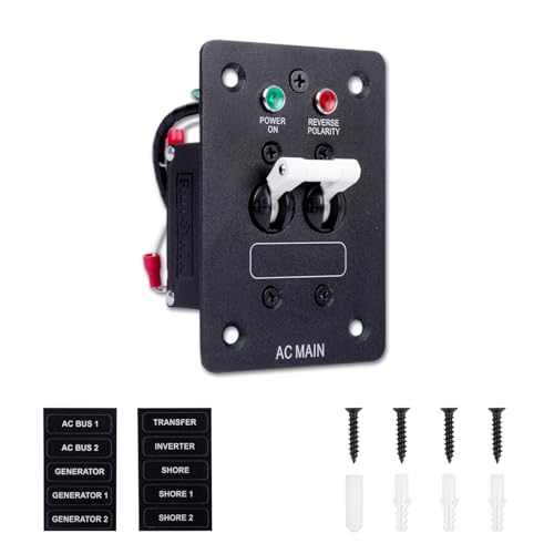 Marine AC Main Panel 120V 30A – Double Pole Main Breaker with Reverse Polarity Indicator, Shore Power Disconnect Panel for Boats & Yachts