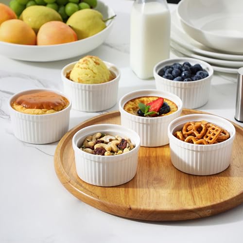 Malacasa RAMEKIN.DISH-003-LID Ramekins 8 Oz Oven Safe, White Porcelain Creme Brulee Souffle Ramekins Set Of 6, Ceramic Custard Cups thumb #4