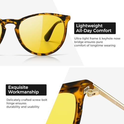 Image of SUNGAIT Premium Vintage Round Sunglasses for Women Men Classic Retro Trendy Style