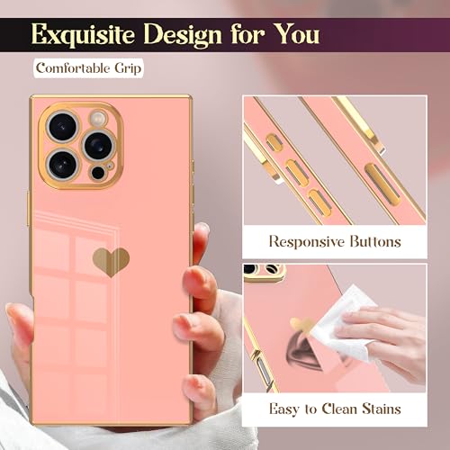 Coque iPhone 15 Pro Max robuste avec motif cœur anti-rayures