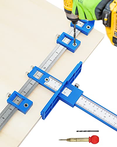 Cabinet Hardware Jig, Rofmaple Punch Locator and Knob Fixture Drill Locator Drill Guide Sleeve Drawer Pull Wood Drill Tool Set Come with Storage Bag, Cabinet Handle Jig
