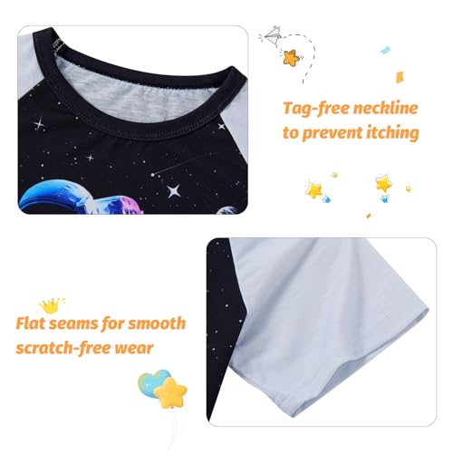 Funnycokid Boys Pajamas Set 2 Piece Short Sleeve Shirt Top Pants with Pockets Size 6-123