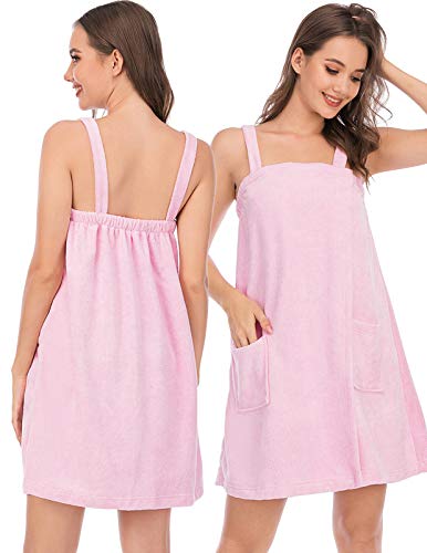 Image of Veseacky Women Bath Wrap Towel for Womens Shower with Pocket Adjustable Spa Robe & Facial Headband