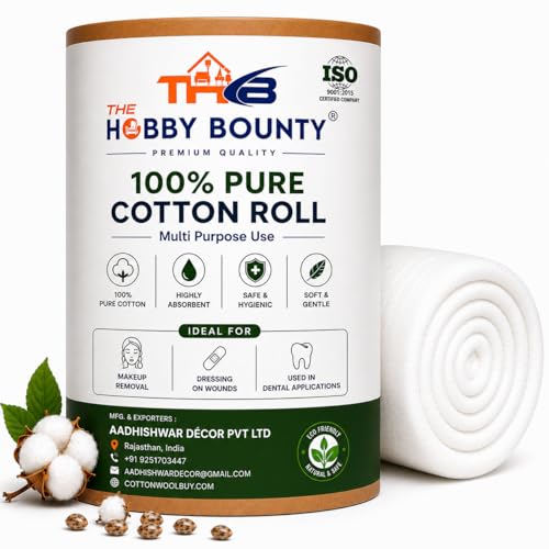 THB Pure Cotton Roll 100g | Ultra Soft Cotton for Makeup Removal,...