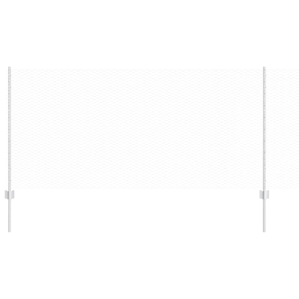 Galvanised Steel Garden Fence with Posts Silver 10m Outdoor Boundary Panel Set Privacy Screen for Patio Terrace Backyard Easy Assembly