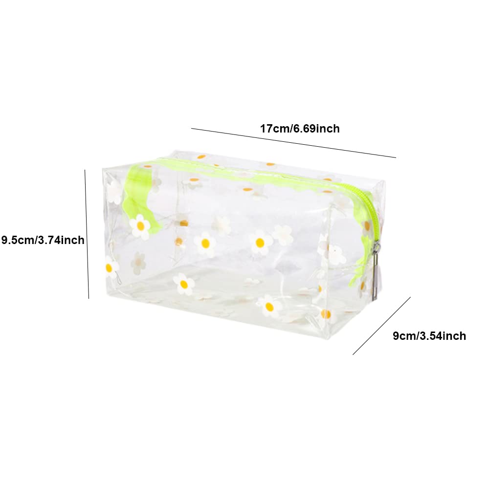 Clear Pencil Case 1PCS Large Capacity Makeup Storage Bag Portable PVC Pen Bag Stationery Pouch Cute Transparent Square Cosmestic Organizer for Women Girls (Peach) - Image 2