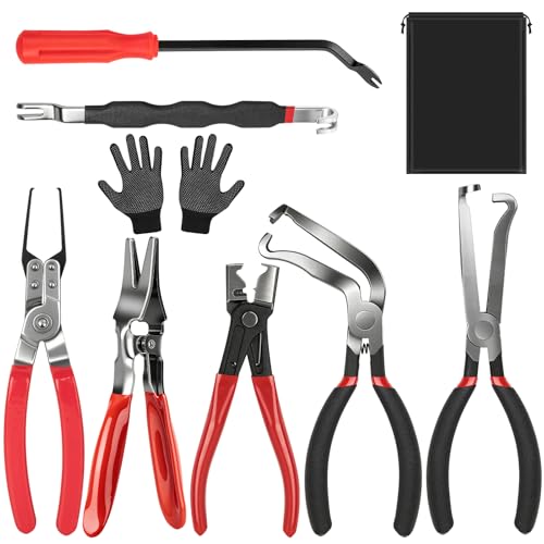 9 PCS Electrical Disconnect Pliers for Cars Electrical Connector Removal Tool and Connector Removal Tools Relay Puller & Hose Removal Pliers Panel Clip Remover & Filter Caliper