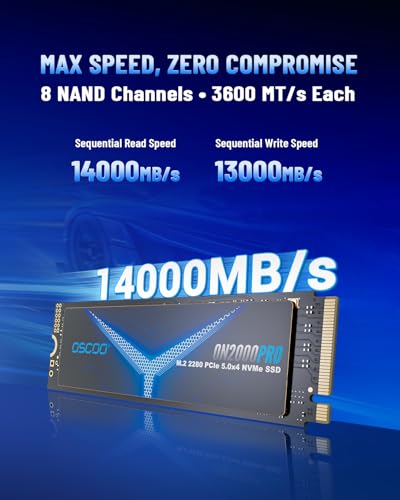 Image of 1TB NVMe Gen 5.0 SSD, Up 13,000MB /s,3D TLC NAND, DRAM Cache, Graphene Heatsink, M.2 NVMe PCIe 2280 Gen5x4 SSD for AI Applications, Gaming, PS5, Laptop, PC, Heavy-Duty Workstations