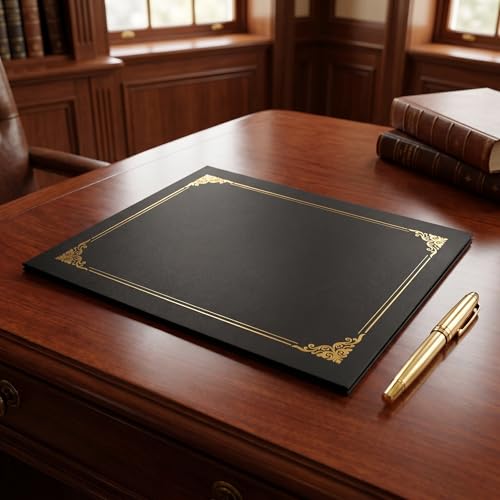 OSALADI 6 szt. etui na certyfikaty: czarne teczki na dyplomy ze złotą folią na obramowaniu - okładki na dokumenty w formacie Letter 8,5" x 11" Certyfikaty nagrodowe, karton, dokumenty,