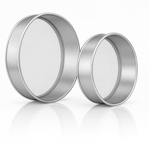 Stainless Steel Fine Mesh Round Flour Sieves Set 2Ct