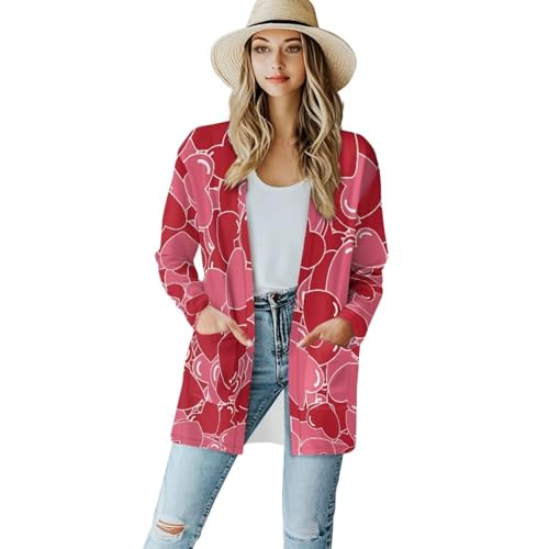 Image of Womens Open Fron Cardigan Sweaters Long Sleeve Oversized Casual Tops Loose Lightweight Daily Coats with Pockets