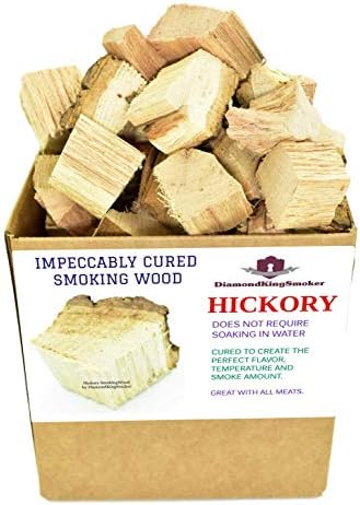 DiamondKingSmoker Hickory Smoking Wood Chunks 100% All Natural Barbecue Smoker Chunks for Grilling and BBQ | Large Cut Smoker Chips | Impeccably Cured for Premium Flavor Profile (7 lbs)