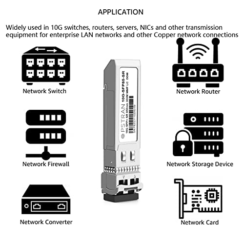 Image of 10GBASE-SR SFP+ Optical Transceiver Module Compatible with HPE BladeSystem 455883-B21 850nm 300m DDM Duplex LC MMF