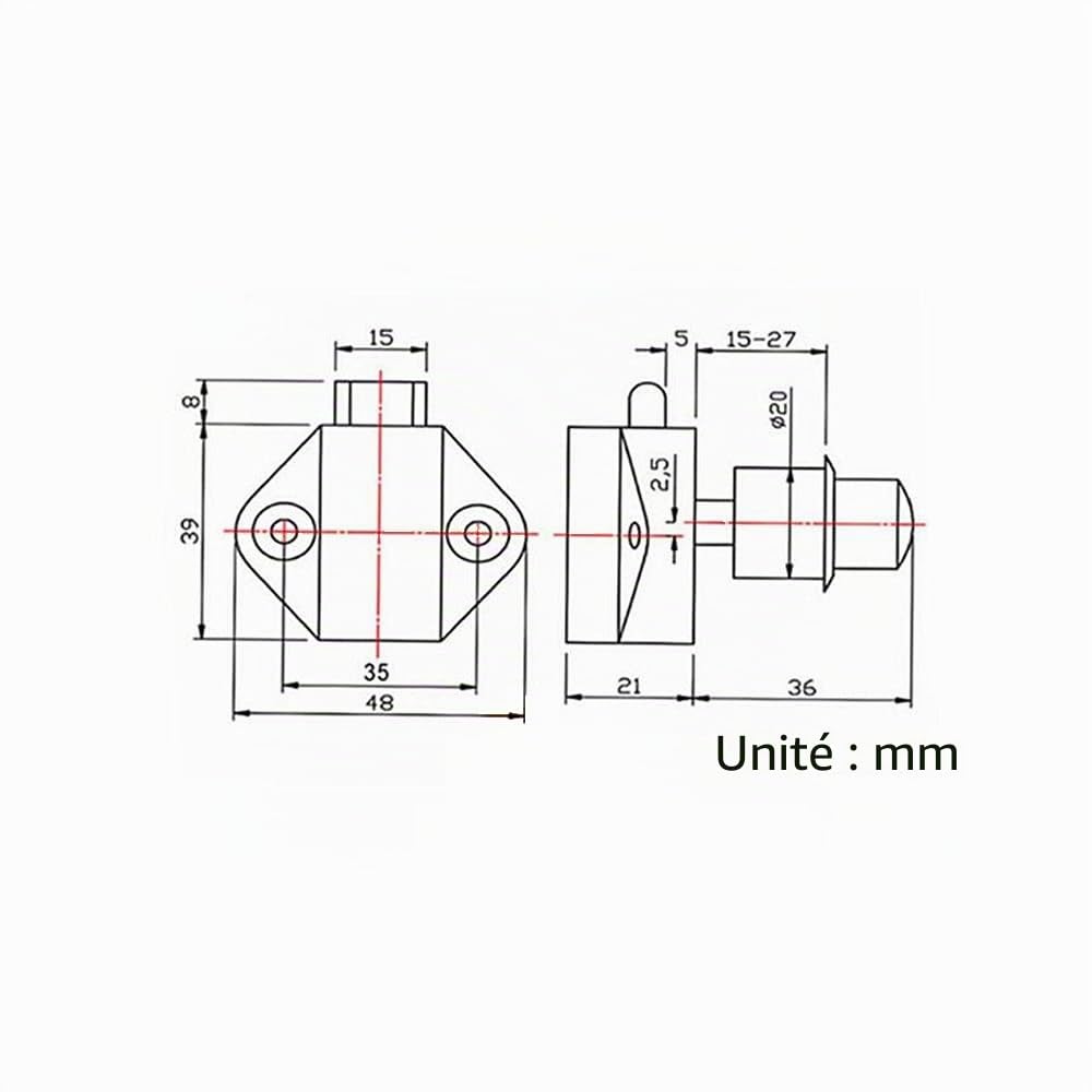 10 pièces Bouton Poussoir Loquet Sans Clé, Serrure Porte Sans Clé de Bouton de Loquet de 15-20mm pour L'armoire de Porte de Placard de Camping-car de Yacht de Bateau de RV