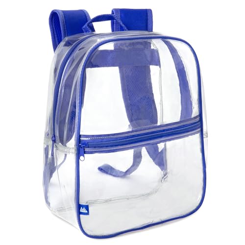 Trail maker Kids Mini Clear Backpack for Preschool, Elementary Girls or Stadium Approved Small Clear Concert Bag for Work (Blue)