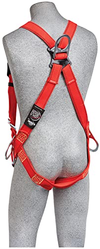 Image of 3M Protecta PRO 1191381 Fall Protection Full Body Welders Harness, With 3 D-Rings, Pass Thru Legs, 420 Pound Capacity, Medium /Large, Red /Black