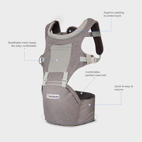 Image of Baby Carrier with Hip Seat, Ergonomic 4 in 1 Carrier Positions, Newborn to Toddler Adjustable Baby Carrier for 4-36 Months, Comfortable Padded Straps, Supports Up to 15 kg (Grey)