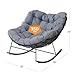 Grand patio Rocking Chair Outdoor, E-Coated Papasan Rocking Chair with Cushion, Outdoor Oversized Recliner Rocker for Patio Porch Garden Backyard, Grey