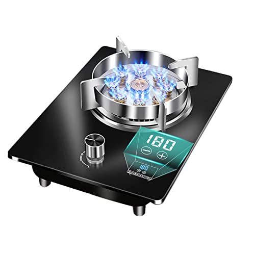 Estufa De Gas Portátil De 7,2 KW, 9 Cavidades, Fuego Alto Temporizado, Soporte For Ollas De Hierro Fundido, Protección Contra Llamas For Evitar Fugas De Gas, Kit De Gas Natural/LPG(Black,NG)