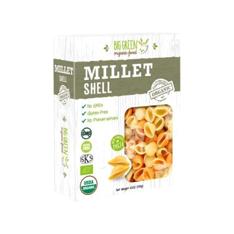Big Green Organic Food- Organic Millet Shell, Gluten-Free, Lectin-Free, Non-GMO, Vegan, Wheat and Rice Alternative, 8.8oz (1 Pack) Cover
