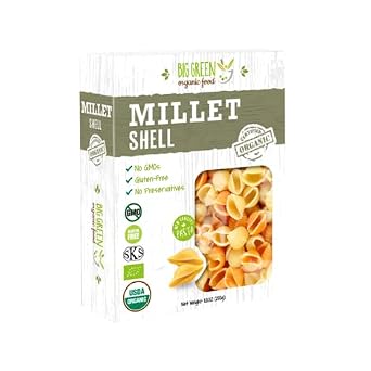 Big Green Organic Food- Organic Millet Shell, Gluten-Free, Lectin-Free, Non-GMO, Vegan, Wheat and Rice Alternative, 8.8oz 1 Pack