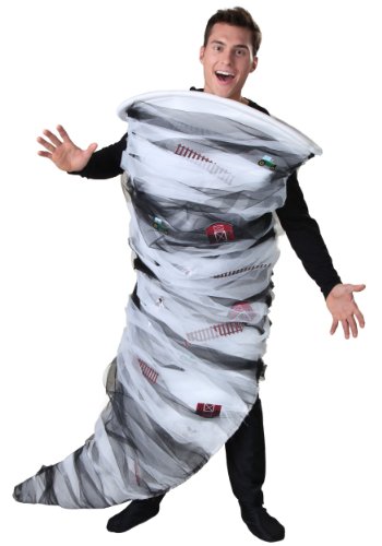 Adult Tornado Halloween Costume | Weather Themed Polyfoam Tunic with Spiraled Netting One Size Storm Costume