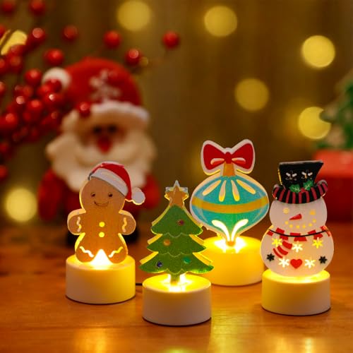 Velas de té de Navidad para centro de mesa acogedor con LED sin llama 7