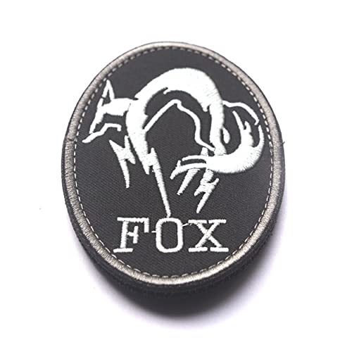 Metal Gear Solid MGS Fox Hound Special Forces Stickerei Applikationen Patches Moral Tactical Sew on Patch Military Emblem Badge for Clothing Accessory Backpack Armband (Grau)