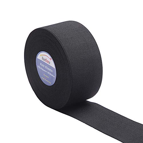 Hanfinee 1-1/2 Inch Wide Sew On Elastic Band Knitted Elastic With Heavy Stretch For Sewing Crafts Diy,Waistband,Bedspread,Cuff (Black,15 Yards) #TOP6