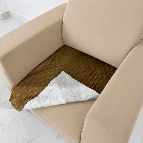 Image of Homerz Premium Petal Charm Sofa Cover | Embossed Floral Pattern | Soft Touch, Anti-Dust & Easy Wash Fabric Cloth, Washable and Durable (Mustard, 1 Seater, Only Seat Cover)