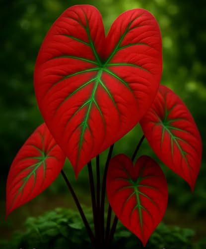Scarlet Arrow Caladium Bulbs for Planting - Great Indoor Plants (6 Bulbs)