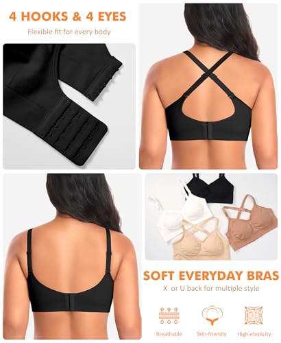 Image of Wireless Sewn in Padded Bras for Women Comfortable Full Coverage Bralettes No Underwire Everyday Tshirt Bra