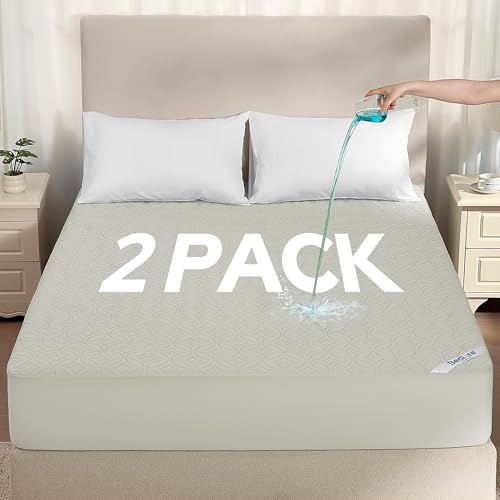 Image of BEDLORE 2 Pack Waterproof Mattress Protector, California King Size Mattress Pad with Deep Pocket 6 inch-18 inch Depth, Soft Breathable Bed Mattress Cover for Home, Bedroom, Hotel (Light Gray)
