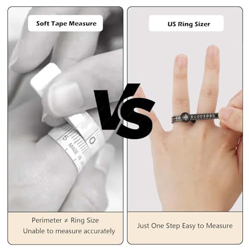 Image of 3 PCS Ring Sizer Measuring Tool with Magnifying Glass,Jewelry Sizing Kit for Accurate Ring and Finger Measurement, Includes White, Black, and Pink Adjustable Ring Sizers