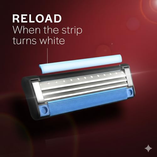 Image of 3-Blade Men's Razor with Anti-Friction Blades | 10 Cartridges | Dynamic Pivot for Smooth and Comfortable Shave with Flexible Head | Water-Activated Moisture Strip (10 Cartridges, 3 BLADE)