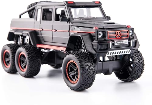 Image of 1 /22 Benz G63 AMG 6x6 V12 Off-Road Black Pickup Model Car, Zinc Alloy Pull Back Toy car with Sound and Light for Kids Boy Girl Gift (Black)