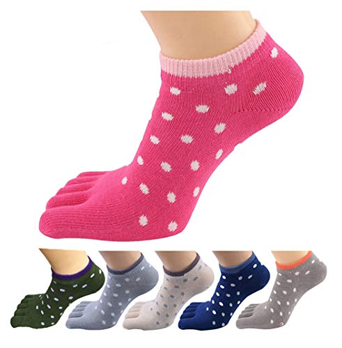 HONOW Women's Low Cut Toe Socks Ankle Cotton Running Socks(Pack of 5/6)