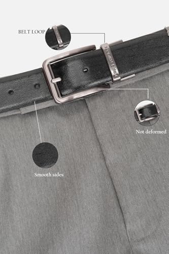 Image of Louis Philippe Men's 100% Italian Leather Shiny Nickel Buckle Formal Reversible Belt