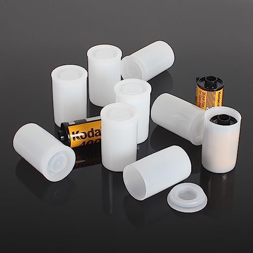 eTone 28 Stück Leere Kaliber-Kunststofffilmkanister mit Kappen für 35-mm-Film, weiß